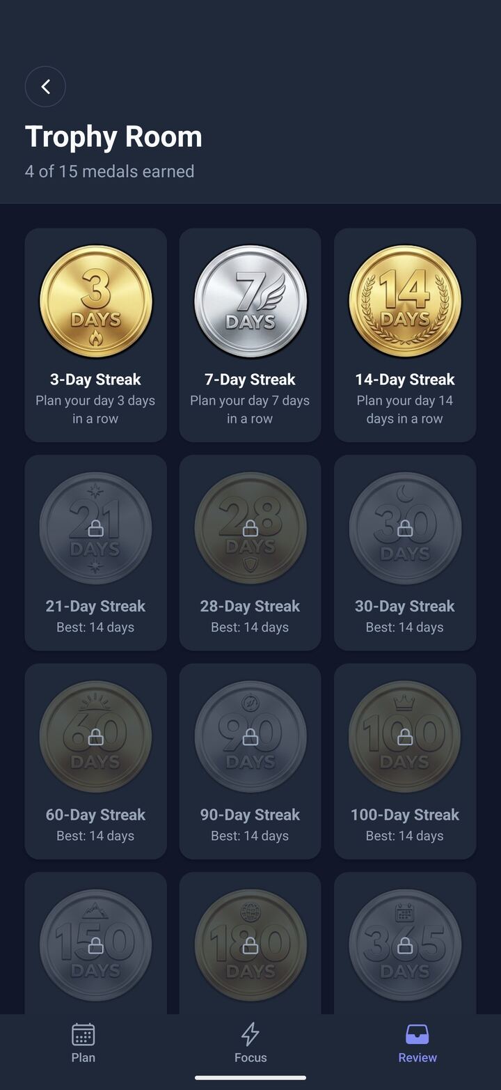The trophy room with earned medals